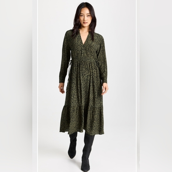 Rails Maple Leopard Print Vneck Midi Dress Size Small - Picture 5 of 16